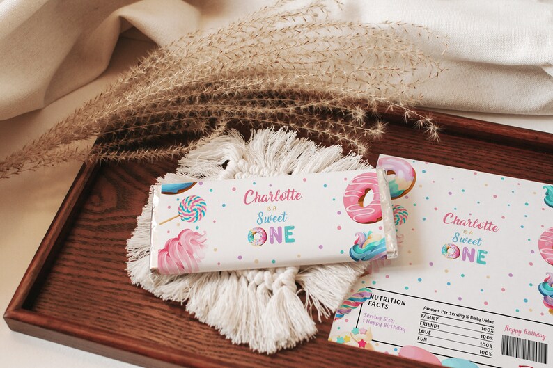 Sweet One Chocolate Bar Wrapper: 1st Birthday Party Favor (digital ...
