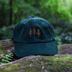 Pine Trees Embroidered Corduroy Hat in Multiple Colors