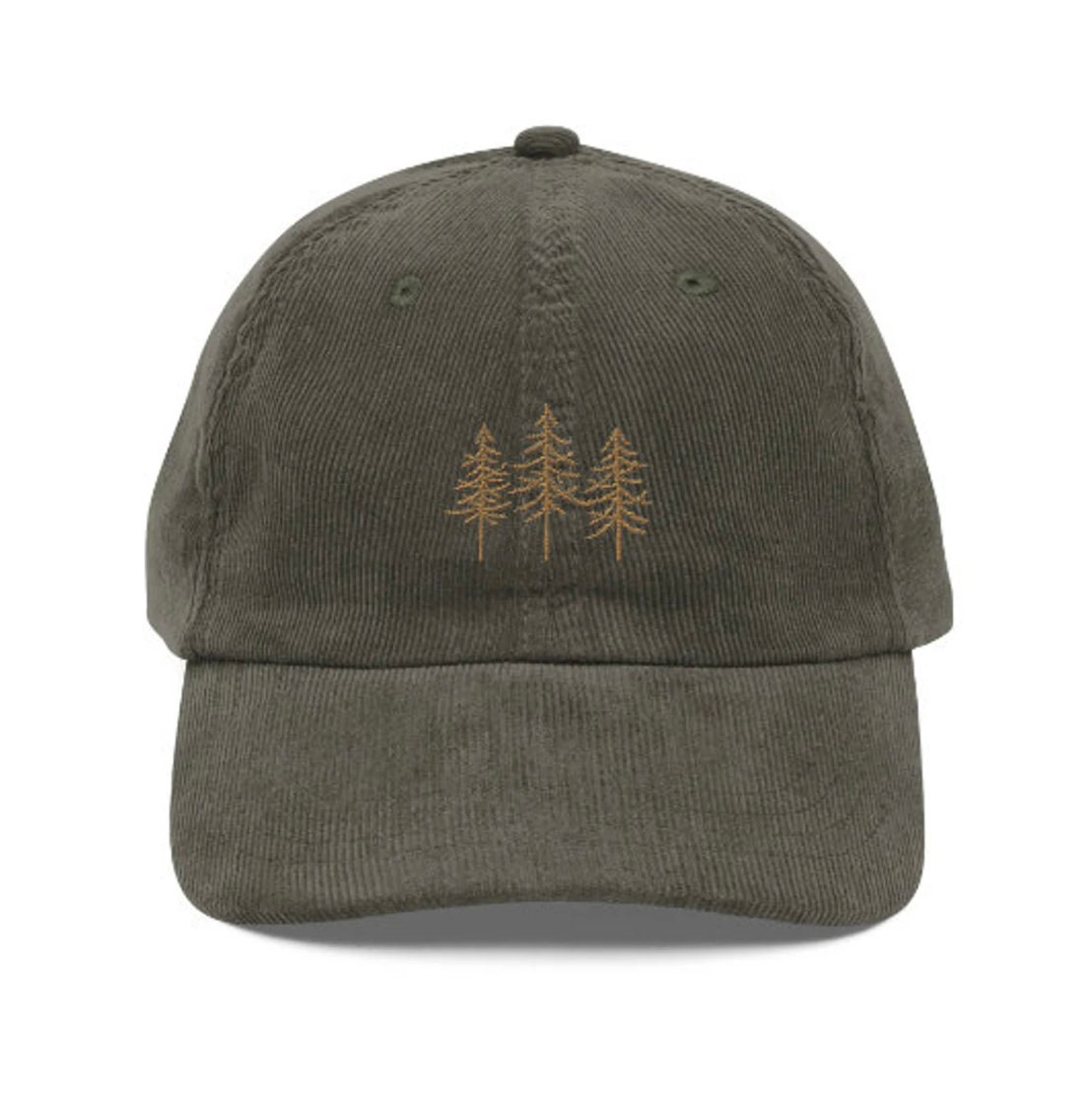 Vintage Pine Trees Embroidered Corduroy Hat in Multiple Colors