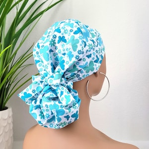 Butterfly Satin-Lined Ponytail Scrub Cap: Protective Nurse/Doctor Hat Protect Hair with Satin Lined Scrub Cap