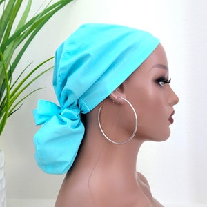 Satin Lined Ponytail Scrub Cap: Nurse/Surgical Hat with Buttons