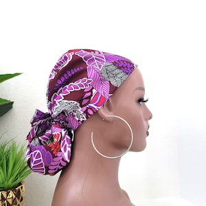 Satin Lined Scrub Hat, Protect Hair w/Satin Lined Ponytail Scrub Cap, Buttons Option, Size See Description, Nurse/Surgical/Doctor Cap