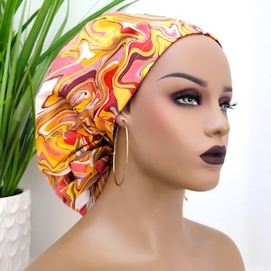 Oil Slick Satin-Lined Ponytail Scrub Hat: Protective Nurse Cap