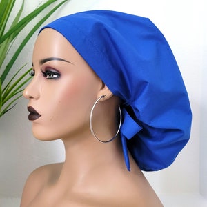 Small, Protect Hair w/Satin Lined Ponytail Scrub Cap, Buttons/Size Options, Nurse/Surgical/Dr Cap, Satin Lined Scrub Hat, Fully Satin Lined