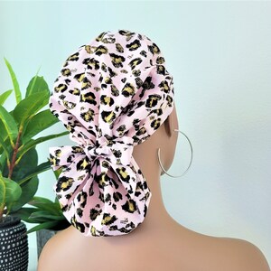 Small Satin Lined Scrub Hat, Protect Hair w/Satin Lined Ponytail Scrub Cap, Buttons Option, Size Option See Description, Nurse/Surgical Hat