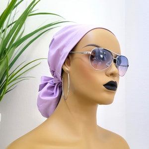 Small, Cute Lavendar Ponytail Satin Lined Scrub Hat, Protect Hair w/Satin Lined Scrub Cap. Button Option, Nurse/Surgical/Dr Cap, Scrub Hat