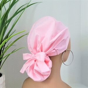 Small Satin Lined Ponytail Scrub Hat, Protect Hair w/Satin Lined Scrub Cap, Nurse/Surgical/Dr Hat, Full Satin Lining, Buttons Option