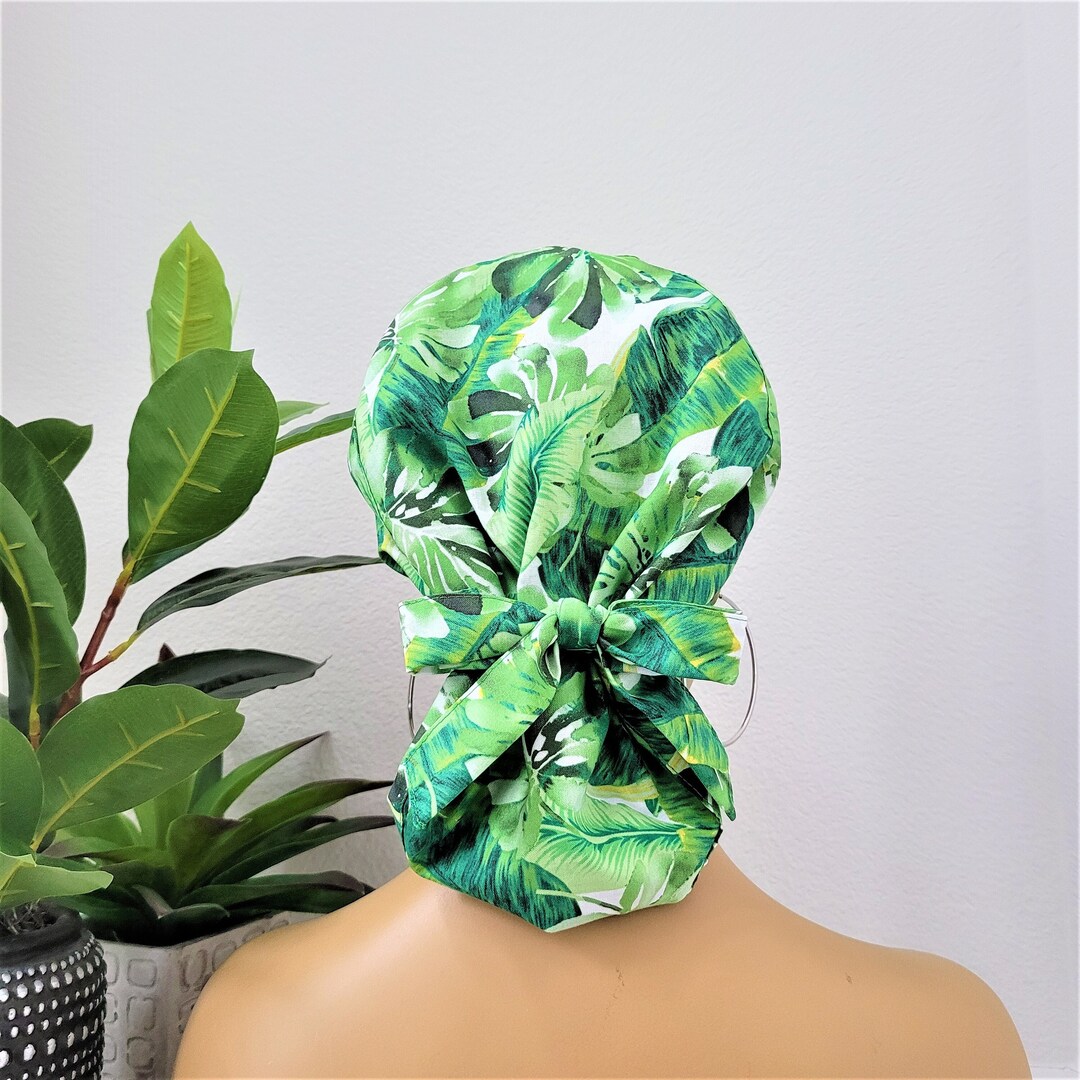 Small Satin Lined Scrub Hat, Protect Hair W/satin Lined Ponytail Scrub Cap, Buttons Option, Size