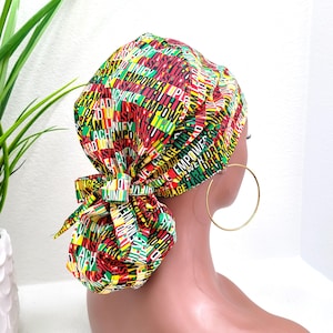 Small, Nurse Power Satin Lined Ponytail Scrub Cap, Protect Hair w/Satin Lined Scrub Cap. Buttons & Size Options, Nurse/Surgical/Doctor Cap