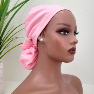 Small Satin Lined Ponytail Scrub Hat, Protect Hair w/Satin Lined Scrub Cap, Nurse/Surgical/Dr Hat, Full Satin Lining, Buttons Option