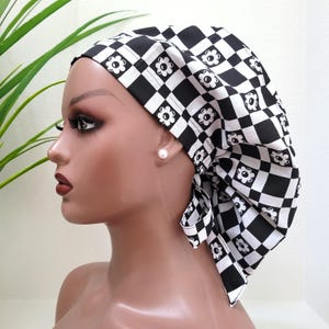 Small, Bright Colorful Daises, Satin Lined Scrub Hat, Protect Hair w/Satin Lined Ponytail Scrub Cap, Nurse/Surgical/Doctor, Satin Lining