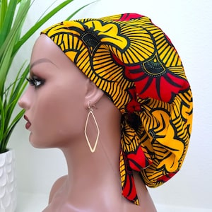 Limited Edition, Protect Hair w/Satin Lined Ponytail Scrub Cap, Buttons Option, Nurse/Surgical/Dr Cap, Ankara Fabric, Satin Lined Scrub Hat