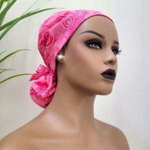 Small, Satin Lined Ponytail Scrub Hat, Protect Hair w/Satin Lined Scrub Cap. Buttons & Size Option, Nurse/Surgical/Dr Cap, Full Satin Lining