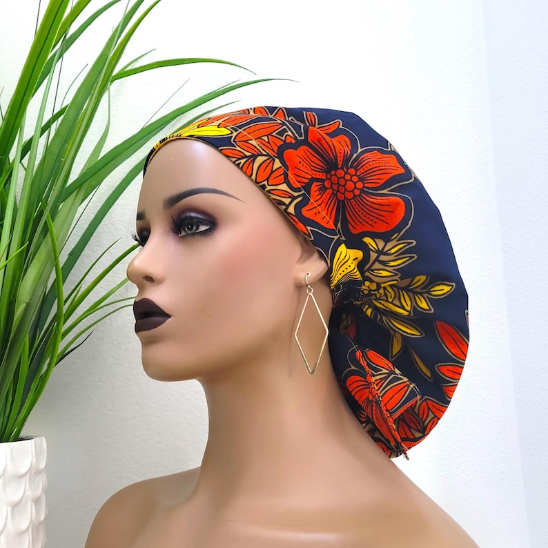 Protect Hair W/satin Lined Ponytail Scrub Cap, Buttons & Size Option