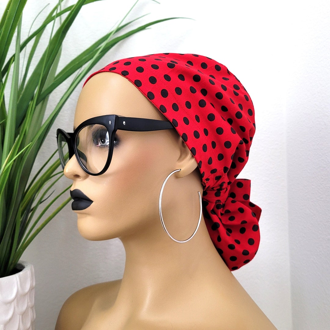 Small Ponytail Satin Lined Scrub Hat, Protect Hair W/satin Lined Ponytail Scrub Cap, Buttons