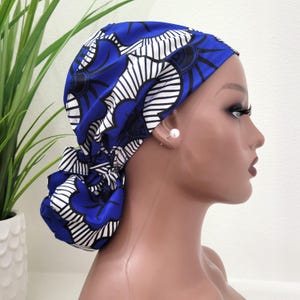 Small, Protect Hair w/Satin Lined Ponytail Scrub Cap, Full Satin Lining, Nurse/Surgical/Doctor Cap, Poly Cotton, Satin Lined Scrub Hat