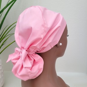 Satin Lined Ponytail Scrub Hat, Protect Hair w/Satin Lined Scrub Cap, Nurse/Surgical/Dr Hat, Full Satin Lining Scrub Cap, Buttons Option
