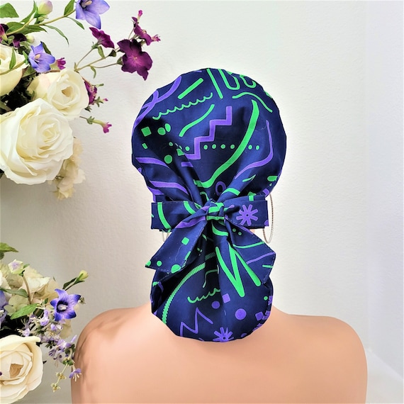 Satin Lined Ponytail Scrub Cap: Protective Hair Cover, Nurse 