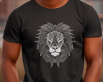 Minimalist Line Art Lion T-Shirt: Regal and Symbolic Graphic Tee, Expressive Fashion, Symbolic Graphic, Expressive Fashion