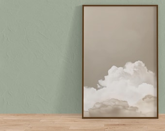 Beige Wolken Abstrakte Wand Kunst, Minimalistischen Weichen Ton Leinwanddruck, Gelassene Dekoration, Wohnzimmer Kunst, Schlafzimmer Kunst, Büro Kunst, Einweihungsgeschenk