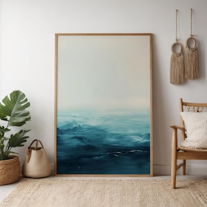 Tranquil Seascape Wall Art, Abstract Minimalist Blue Horizon, Modern Decor, Unique Gift Idea, Living Room Art, Bedroom Art, Office Art