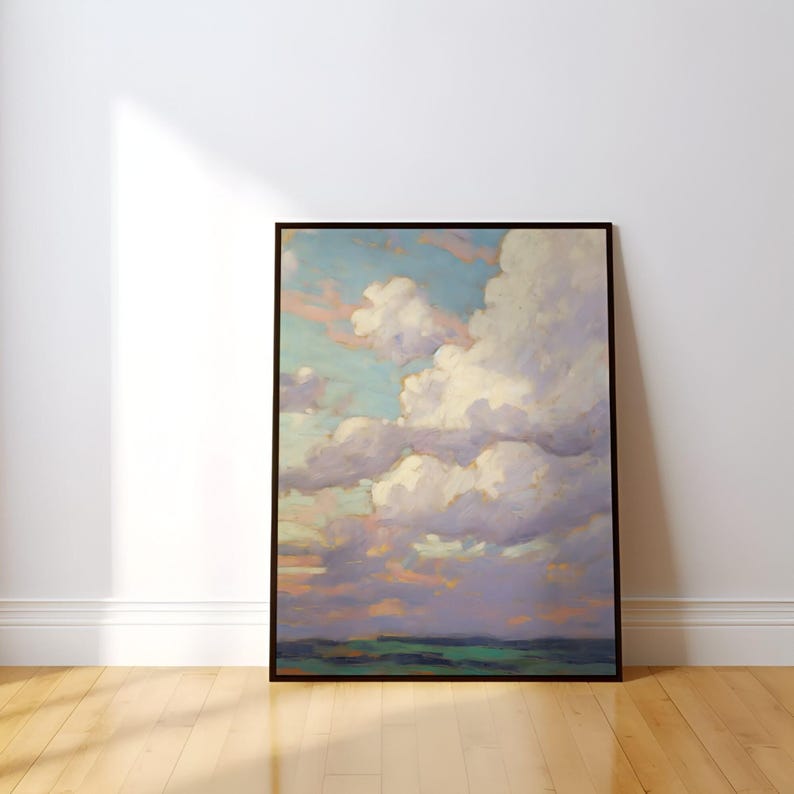 Colorful Clouds Art, Dreamy Impressionist Print | 100% Cotton Canvas Or Matte Paper | Gallery Wrap, Multiple Sizes image 1