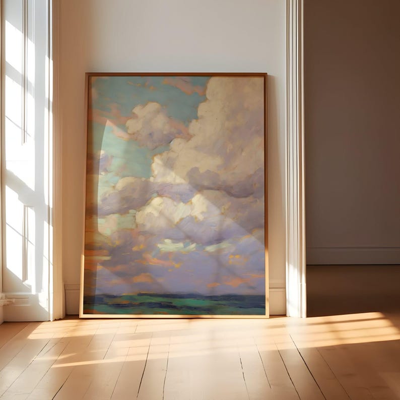 Colorful Clouds Art, Dreamy Impressionist Print | 100% Cotton Canvas Or Matte Paper | Gallery Wrap, Multiple Sizes image 4