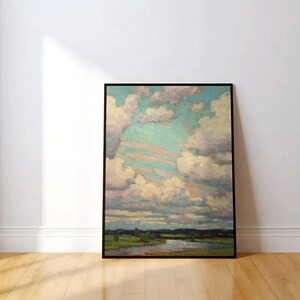 Colorful Clouds Wall Art: Impressionist Sky Painting in Pastel Hues