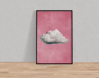 Moody Cloud Wall Art: Minimalist Pink Sky, Calm and Serene