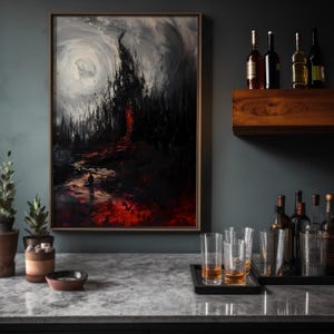 Gothic Void: Dunkle, eindringliche abstrakte Kunst | Stimmungsvolle makabre Wand-Dekor-, Wohnzimmer-Kunst, Schlafzimmer-Kunst, Büro-Kunst, Haus-Kunst