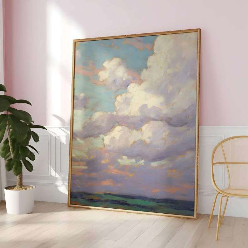 Colorful Clouds Art, Dreamy Impressionist Print | 100% Cotton Canvas Or Matte Paper | Gallery Wrap, Multiple Sizes image 3