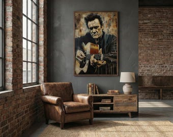 Johnny Cash Wall Art: Iconic Country Legend (Farmhouse Canvas)