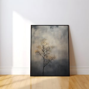 Cuadro decorativo de árbol melancólico - Escena minimalista vintage de nubes