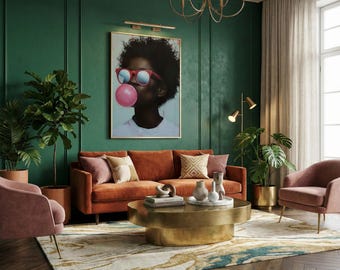Quadro da parete Bubble Gum: ritratto audace di un afroamericano - con cornice o su tela