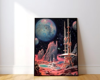 Sci-Fi Wall Art: Retro Alien Home Collage - Vintage Space Decor