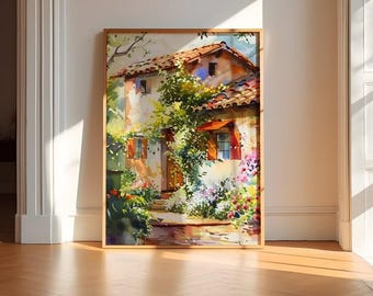 Decoración de pared rústica estilo cabaña: jardín tranquilo, cálidos colores tierra.