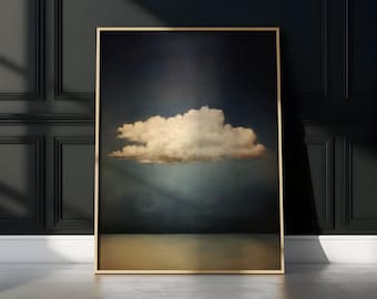Nubes melancólicas vintage, impresión minimalista de cielo / Lienzo de algodón, papel de calidad museística / Tamaños 8x10–30x40, opción con marco