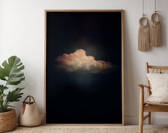 Vintage Stimmungsvolle Wolken Wandkunst, Ruhiger Bewölkter Himmel, Minimalistisches Gelassenes Dekor, Wohnzimmer Kunst, Einzigartige Geschenkidee, Wohnzimmer Kunst, Schlafzimmer Kunst
