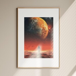 The Mars Landing: Retro Sci-Fi Collage Art | Vintage Red Planet & Cosmic Wall Decor, Living Room Art, Bedroom Art, Office Art, Home Art