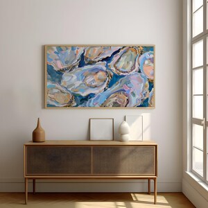 Delicias de ostras, lámina artística de cocina costera / lienzo de museo / póster mate o lienzo con borde envolvente, azul, tamaños variados. imagen 8