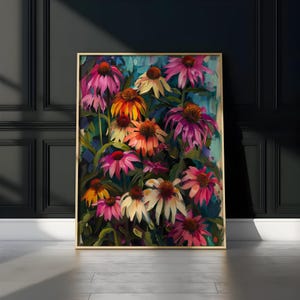 Vibrant Colorful Coneflower for Summer Decor, Canvas Printed Coneflower in Bright and Vibrant Colors, Wall Canvas, Farmhouse Art,  Wall Art