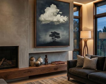 Vintage Cloud Wall Art: Soft Moody Sky - Modern Farmhouse Decor