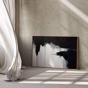 Monochrome Elegance - Minimalist Black and Gray Abstract Art, Modern Black & White Canvas, Wood Frame Art, Fine Art, Art Lover, Modern Art