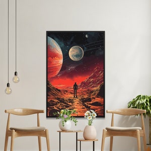 Views From Mars, Wall Art, Vintage, Retro Futurism Art, Wallpaper, Sci-Fi Collage Art, Space Art, Modern Art, Retro Art, Wall Art, Cosmic