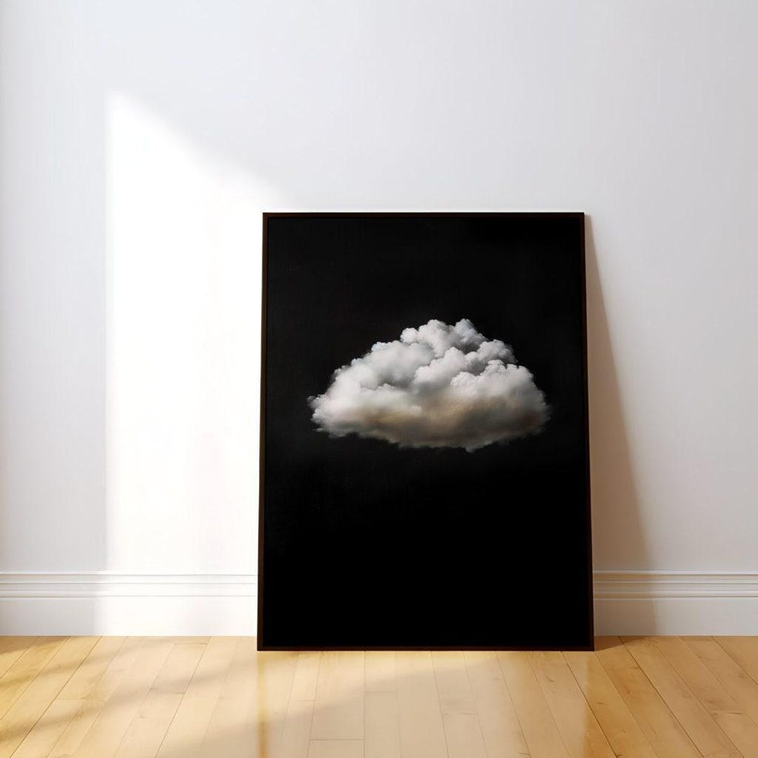 The Brooding Sky: Vintage Moody Black Cloud Art | Minimalist Impasto