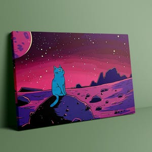 Sueño Lunar, Lienzo, Arte Mural, Ilustraciones, Arte Minimalista, Decoración de Pared, Arte en Pared, Arte QR en Vivo, Arte Inmersivo