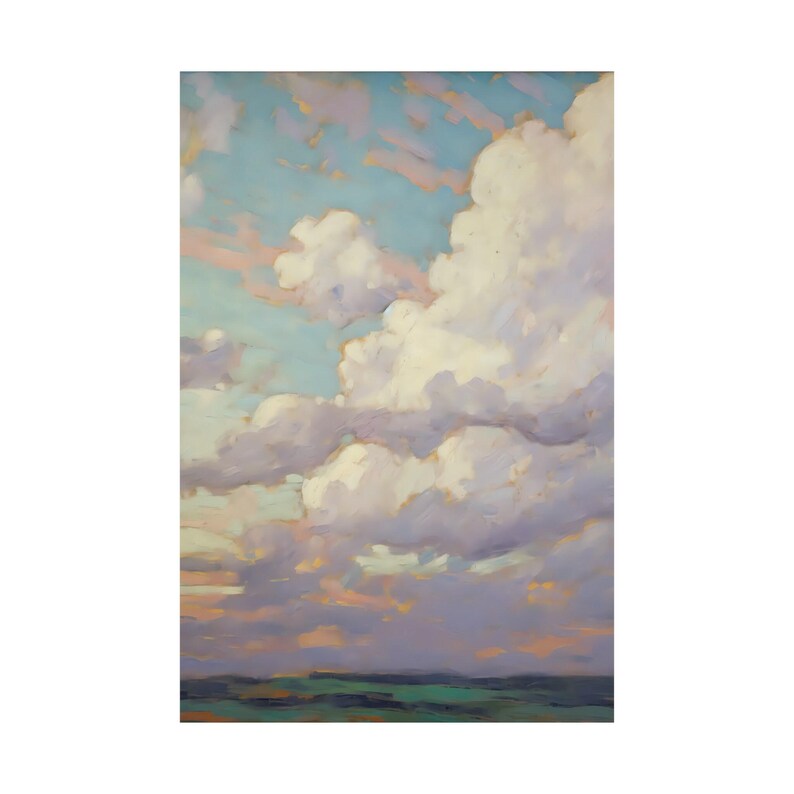 Colorful Clouds Art, Dreamy Impressionist Print | 100% Cotton Canvas Or Matte Paper | Gallery Wrap, Multiple Sizes image 7