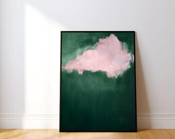 Emerald Green Wall Art Canvas: Abstract Minimalist Maximalist Decor