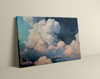 Cloud Canvas Print: Serene Blue Sky Art (Framed or Unframed)