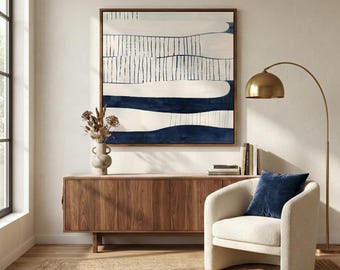 Sencillo azul persa, arte abstracto minimalista para pared / Lienzo o impresión mate / Varios tamaños (pequeño-grande)